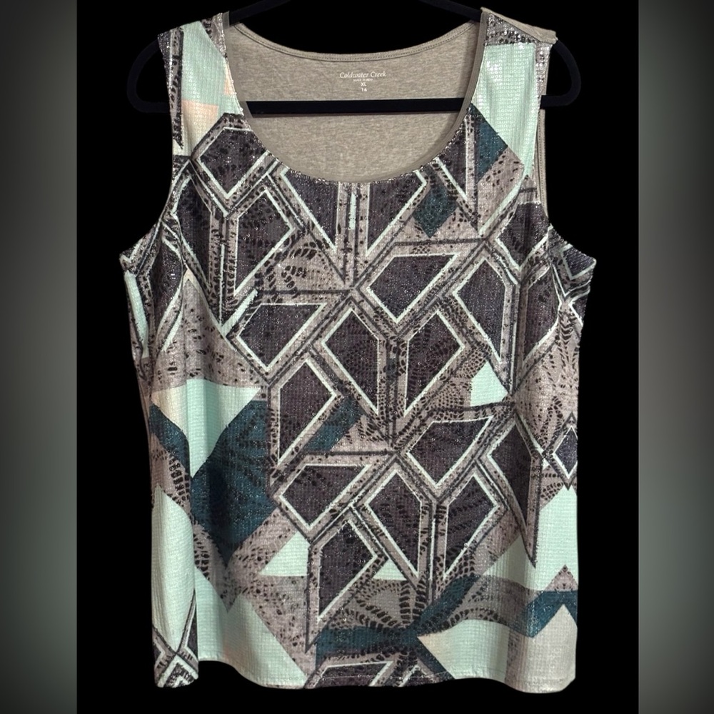 EUC•Coldwater Creek Sequined Geometric Tank size XL(16)